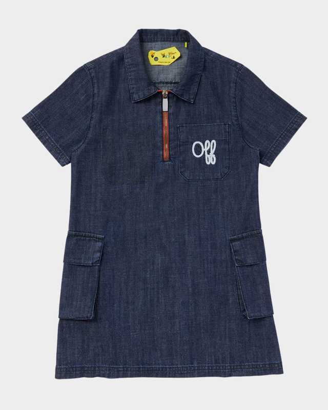 Girl's Script Type Denim Dress, Size